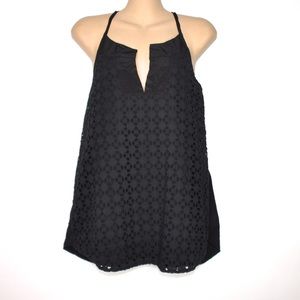 Athleta Eyelet Dunes Black Halter Top, Size Medium